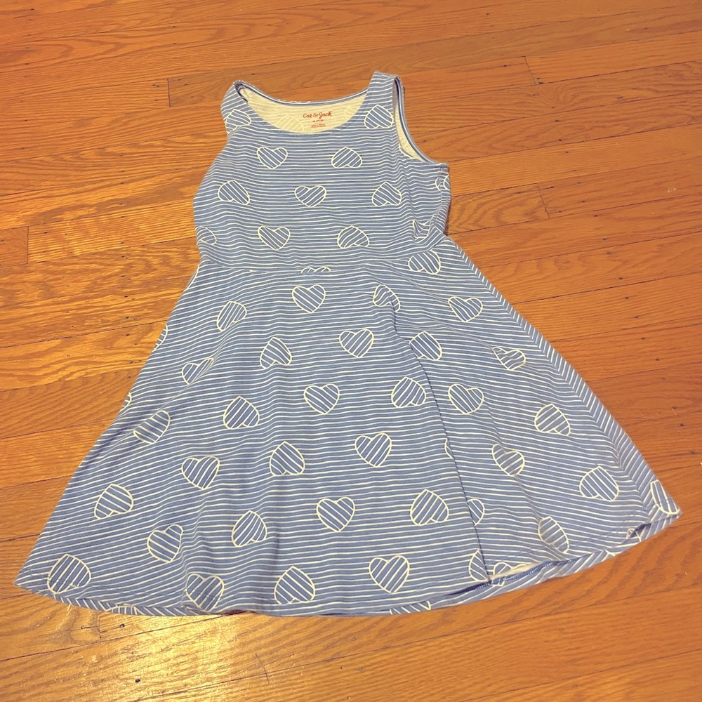 Cat & Jack blue and white hearts and stripes dress Size 7/8